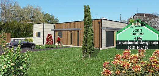 maison en bois en kit moderne toit plat et 4 chambres Maison bois kit toit plat moderne 4 chambres
