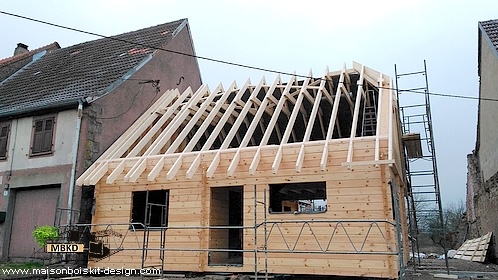 chantier maison bois kit