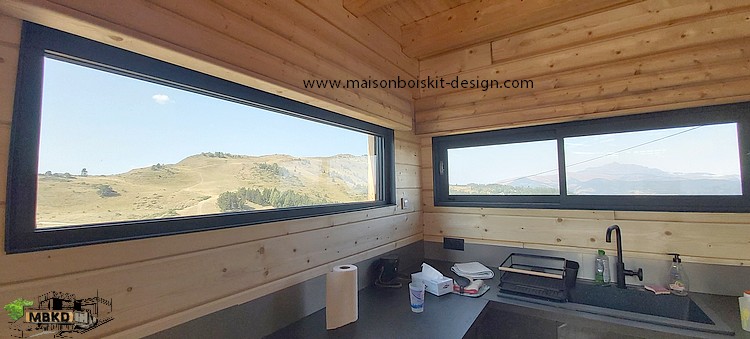 fenêtre panoramique maison bois 