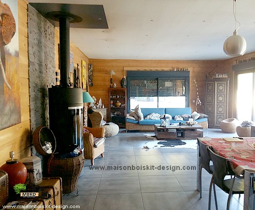 intérieur maison bois contemporaine