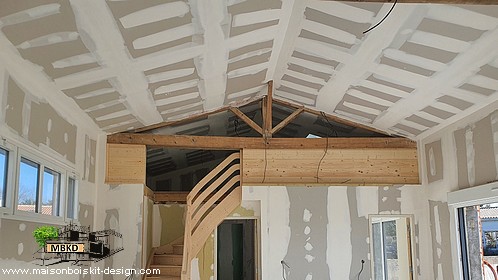 interieur placo maison bois mezzanine