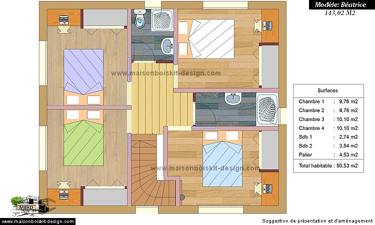 kit maison bois 5 chambres avec étage