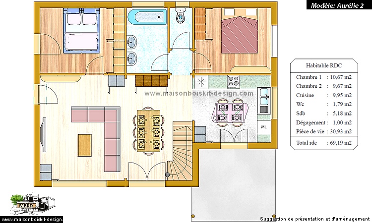 modele maison 4 chambres mezzanine 100m2 pas chere