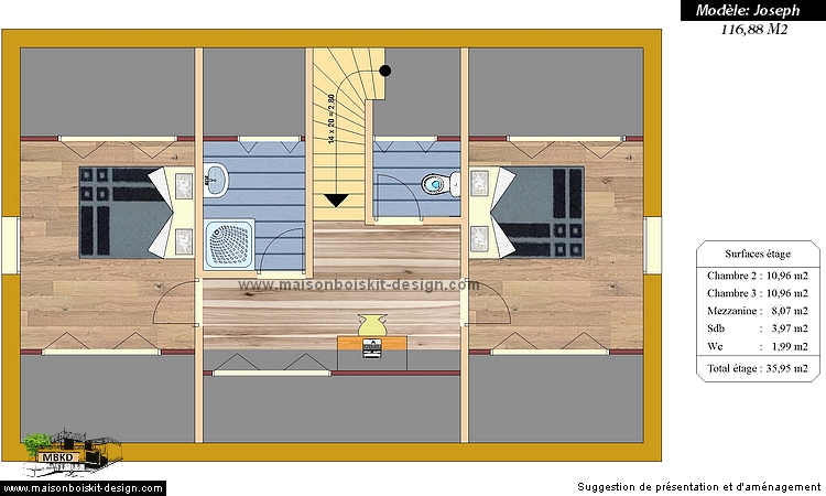 plan gratuit maison bois 3 chambres etage