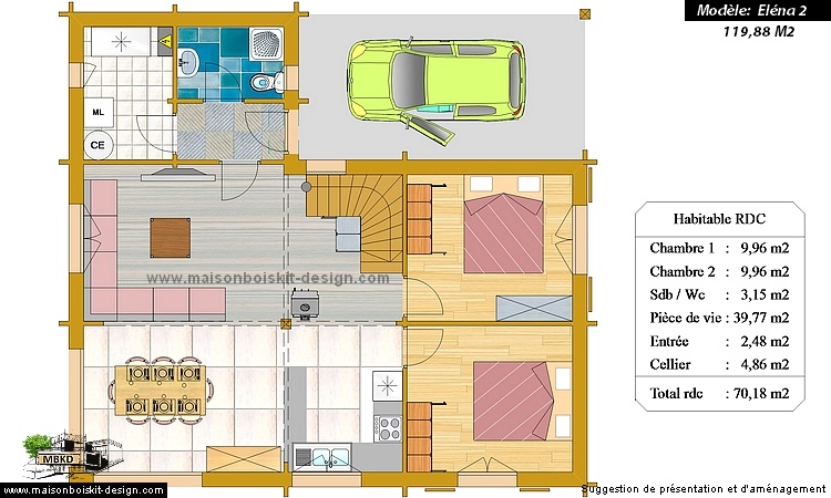 plan maison 5 chambres 120m2 etage mezzanine