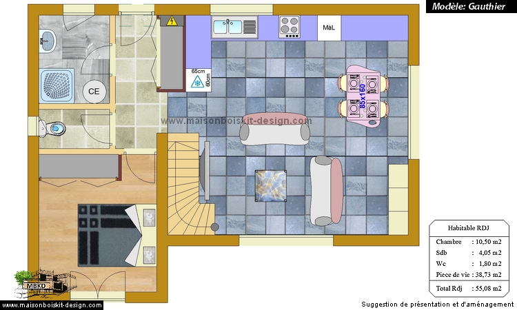 plan maison 85 m2 3 chambres etage ossature bois kit