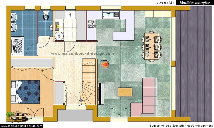 plan maison bois contemporaine 3 chambres loft