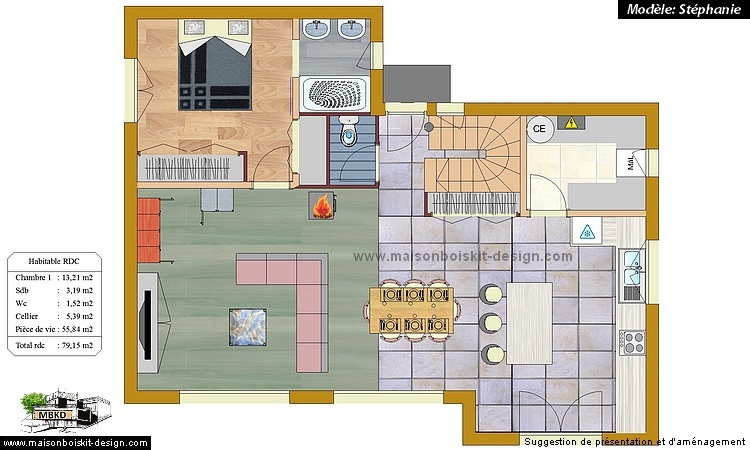 plan maison bois contemporaine design