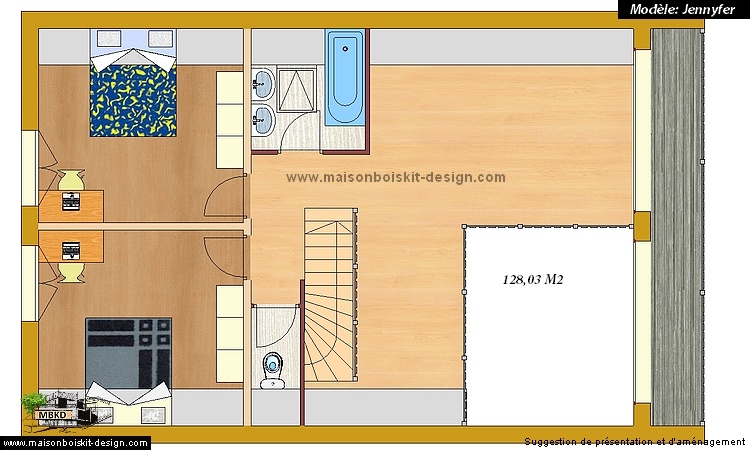 plan maison bois etage 3 chambres mezzanine