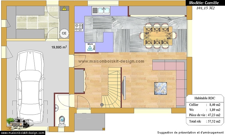 plan maison bois étage garage