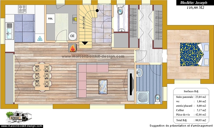 plan maison bois suite parentale 3 chambres etage