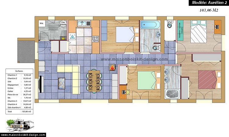 plan maison ossature bois 4 chambres