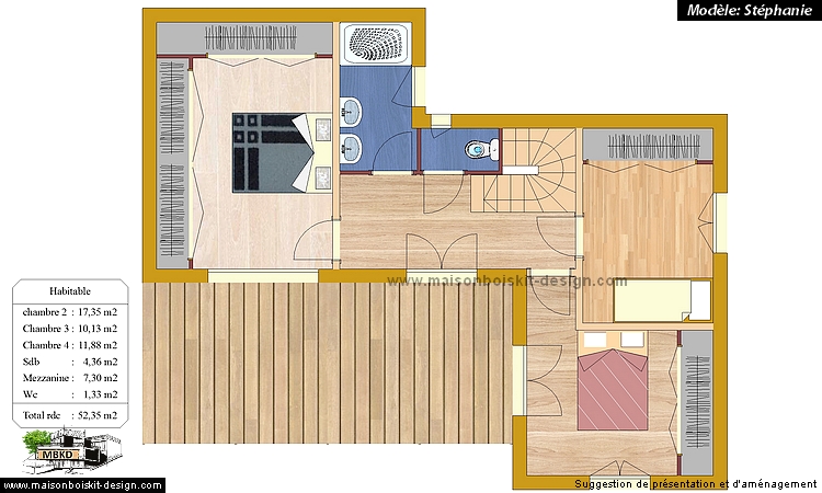 plan maison ossature bois contemporaine 4 chambres
