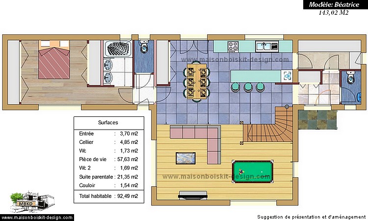 plan maison ossature bois kit bois 5 ou 6-chambres