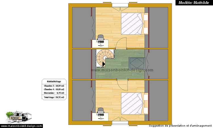 plan maison simple etage ossature bois