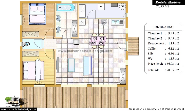 plan petite maison bois moderne 2 chambres