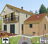 maison bois kit contemporaine 4 chambres 100m2