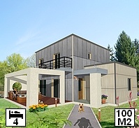 maison bois moderne 4 chambres toit plat 100m2