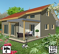 modèle maison bois en kit 4 chambres