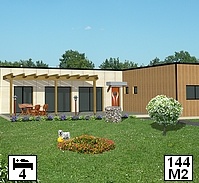 plan maison bois kit 4 chambres toit plat